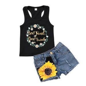Kids Girls Sleeveless Top & Shorts Set